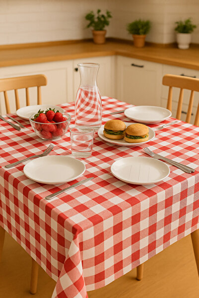 Dekals 3 Adet Kullan At Masa Örtüsü Büyük Ebat KIRMIZI Piti Kareli Piknik Örtüsü Çok Amaçlı Örtü 100x150