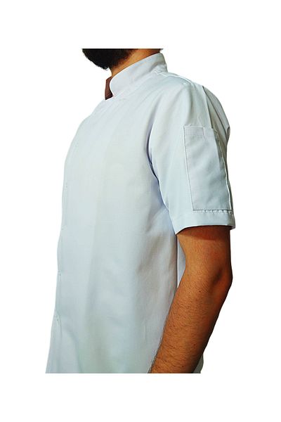 Ant Rotagrup Üniforma ve İş Elbiseleri Chef Jacket White Color Unisex Short Sleeve Summer Chef Cook Kitchen Jacket with Snap Fasteners