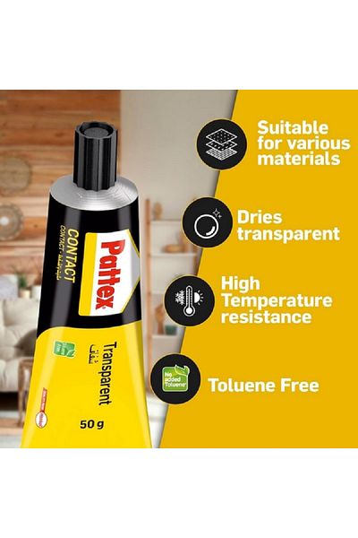 Pattex High Temperature Resistance Contact Adhesive Tube Clear 50g