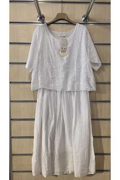 Park Moda Rochie italiană în straturi de mătase și amestec de bumbac