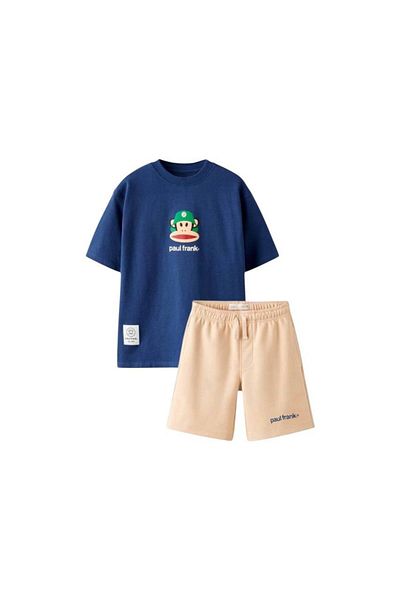 ZRA Vanilla Avenue Navy Blue Monkey Print T-Shirt Shorts Boys Bottom Top Set
