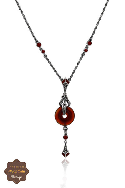 Midyat Nurtaş Gümüş Akik Taşlı Halka Tasarım Markazit Taşlı Gümüş Kadın Gerdanlık 201024263