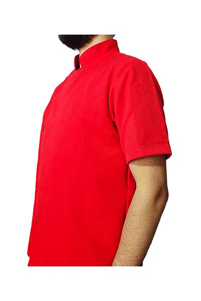 Ant Rotagrup Üniforma ve İş Elbiseleri Chef Jacket Red Color Unisex Snap Fastener Short Sleeve Summer Chef Cook Kitchen Jacket
