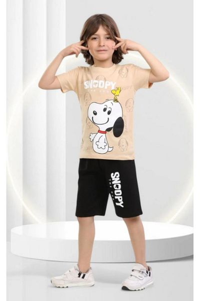 ruhaay Snopy Printed Boy's Short Sleeve Summer Shorts Bottom Top Suit
