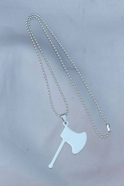 BESKAR Silver Color Chain Necklace with Steel Tip Axe Figure