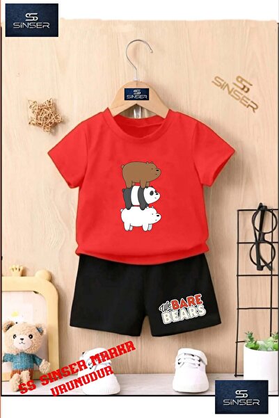 SS SİNSER تي شيرت للأطفال للجنسين "PANDAS 3PACK BACK TO BACK" مطبوع خاص برقبة...