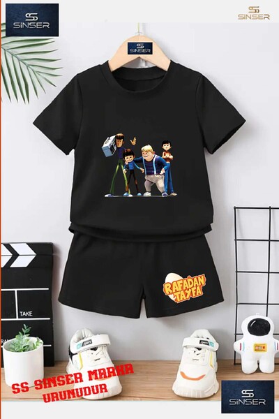 SS SİNSER Çocuk UNISEX “RAFADAN TAYFA TEYP 4LU“ Özel Baskılı Bisiklet Yaka Tişört - Şort Takım