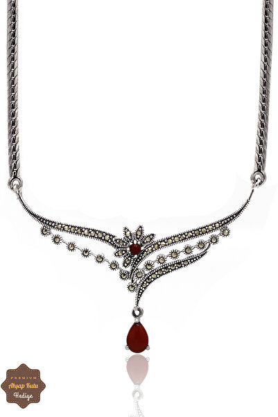 Midyat Nurtaş Gümüş Akik Taşlı Prenses Model Markazit Taşlı Gümüş Kadın Gerdanlık 201024283