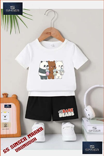 SS SİNSER Children's Unisex “Pandas 3Drink“ Special Printed Crew Neck T-Shirt...