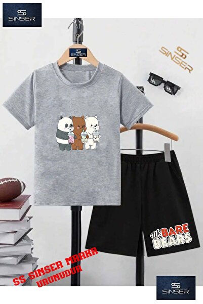 SS SİNSER Παιδικό UNISEX “PANDAS 3LU ICECEK” Μπλουζάκι με Ειδική Στάμπα και Σ...