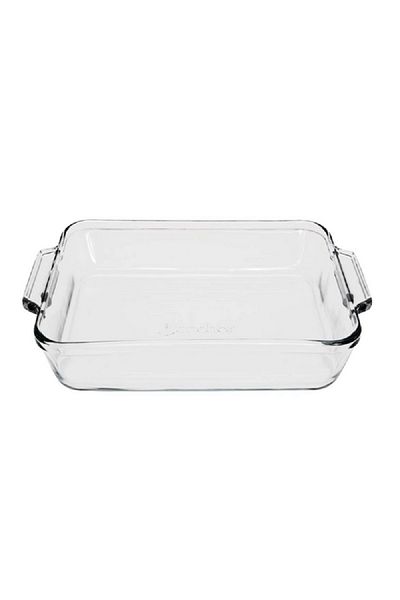 Anchor Essentials Dishwasher and Microwave Safe Square Glass Cake Dish Clear