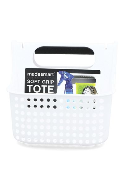Madesmart Small Soft Grip Kitchen Sponge Tote with Drainage Holes White