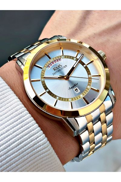 Romanson Silver-Gold Color Sapphire Glass Men Wristwatch with Function 24 Months Guarantee 1631.06Mr
