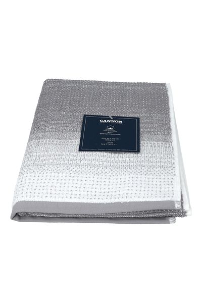 Cannon High Quality Cotton Yarn Dyed Towel White and Grey 50 x 100cm