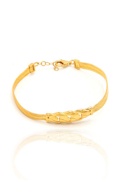 Midyat Nurtaş Gümüş Örgü Desenli Trabzon Hasırı Altın Kaplama Gümüş Bileklik ...