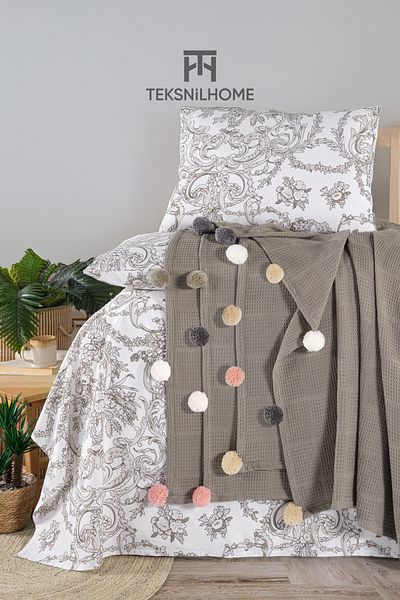 TeksNil Home 100% Cotton Oslo Double Vision Pique Set (Bed Sheet, Pique, Pillow Cover)