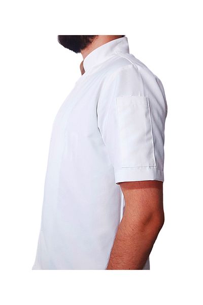 Ant Rotagrup Üniforma ve İş Elbiseleri Chef Jacket Ecru Color Unisex Short Sleeve Chef Cook Kitchen Jacket with Snap Fasteners