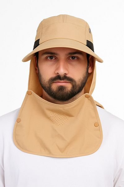 CosmoOutlet Men's Beige Colored Uv and Neck Protection Outdoor and Camping Hat