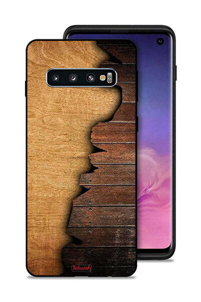 Tolwak غطاء حماية لهاتف سامسونج جالكسي S10 بنمط خشبي عتيق