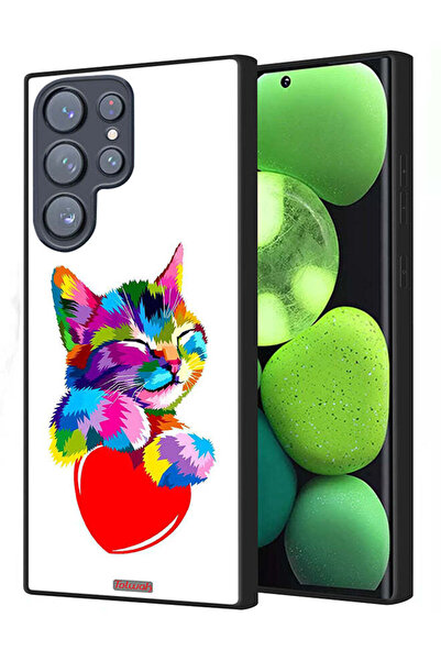 Tolwak Samsung Galaxy S22 Ultra 5G Protective Case Cover Colourful Kitten
