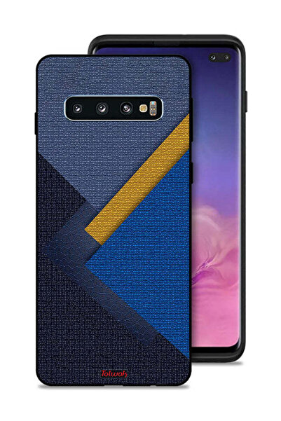 Tolwak غطاء حماية لهاتف سامسونج جالكسي S10 بلس بنقشة مثلثات جلدية