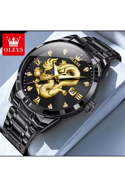 OLEVS Steel Men's Watch New Season Dragon Snake Detail Watch Qurtz