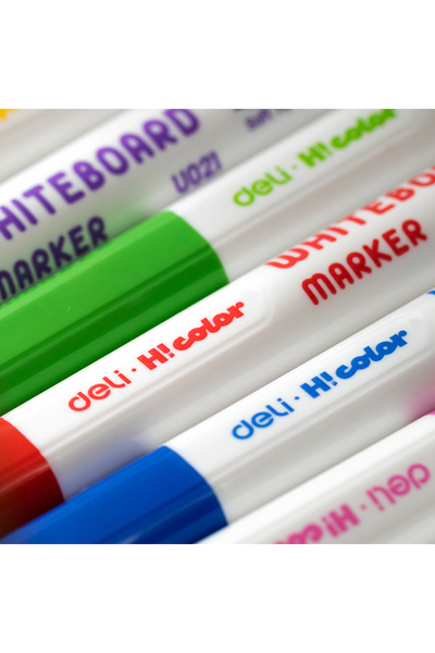 Deli EU021 HiColor Whiteboard Marker Soft Tip ASST. 8pcs/box – ideal for school & home