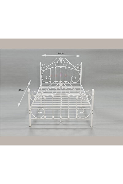 TrentonGCC Elegant Metal Bed Frame | 90x190 cm | Decorative Headboard & Footboard