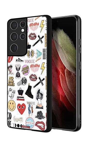 Tolwak Samsung Galaxy S21 Ultra 5G Protective Case Cover No Bad Vibes Stickers