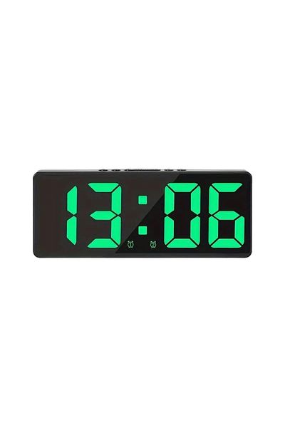 OEM Digital table clock with green LED display, multifunctional, 160 x 62 x 31 mm, ABS, black