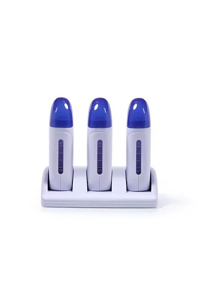 Viva Professional Wax Warmer Cartridge Set with Charging Base, 3 Roll-On Applicators, Blue and White
