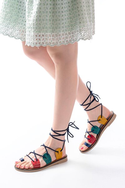 Aymood 205-01 Multi Ankle Strap Orthopedic Genuine Leather Women's Sandals