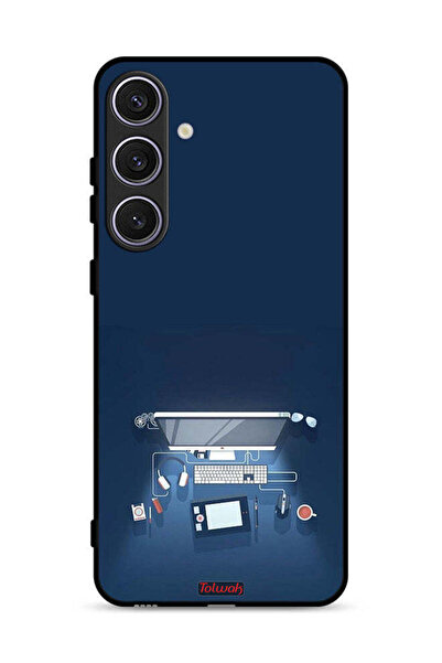 Tolwak غطاء حماية لجهاز سامسونج جالكسي S24 5G بتصميم فني على مكتب الكمبيوتر