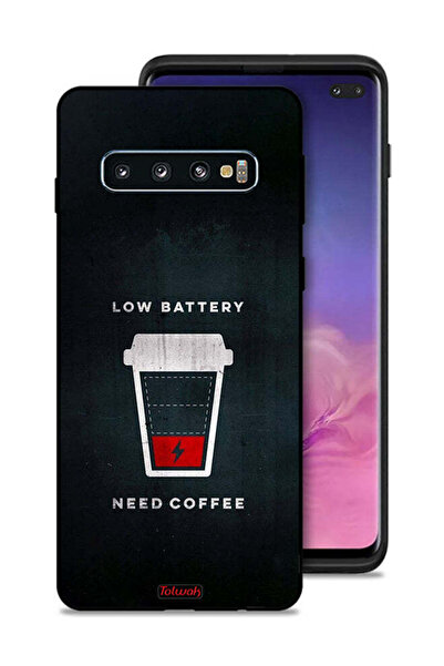 Tolwak غطاء حماية لهاتف Samsung Galaxy S10 Plus - بطارية منخفضة - يحتاج إلى قهوة