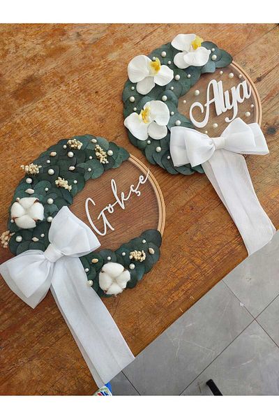 lolipophobi Oakliptus Orchid Themed Written Door Ornament, Baby Door Ornament, Decor, Newborn