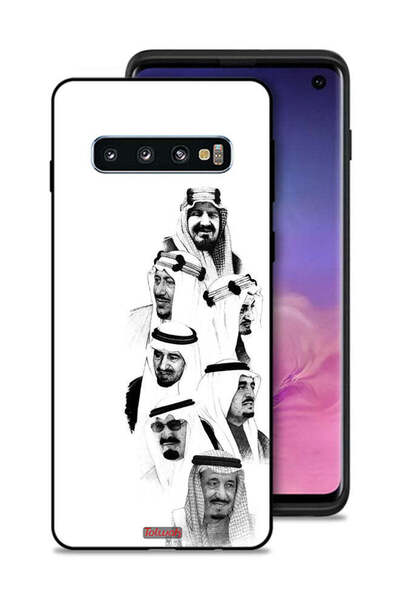 Tolwak غطاء حماية لهاتف سامسونج جالكسي S10 - فن ملوك السعودية - أبيض وأسود