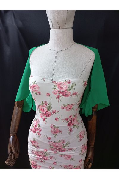 es moda shop Ariane Chiffon Short Sleeve Shawl Green