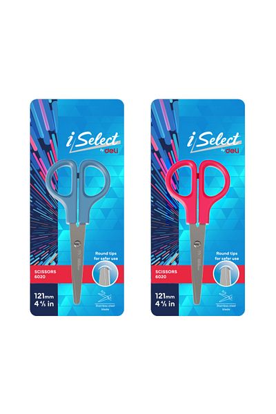 Deli E6020 121mm School Scissors with Round Tip – ideal for safe school cutting tasks