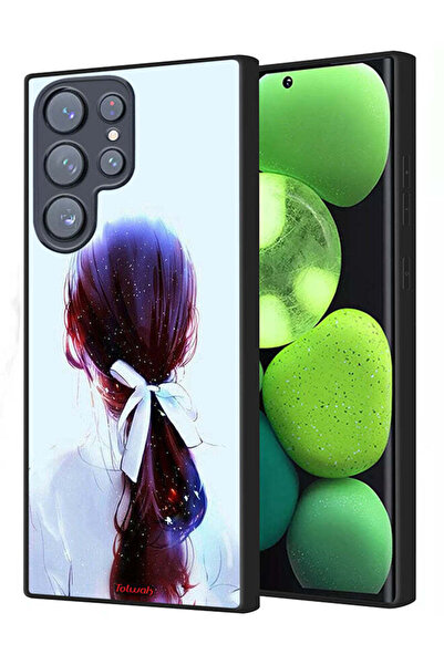 Tolwak غطاء حماية لهاتف سامسونج جالاكسي S22 ألترا 5G مع ربطة شعر وفن فتاة مع ...