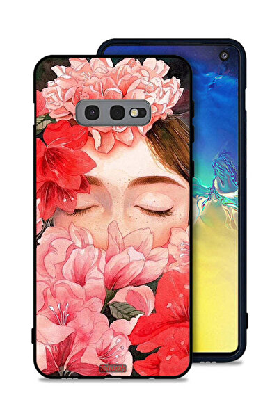 Tolwak غطاء حماية لهاتف Samsung Galaxy S10e بتصميم وجه فتاة مختبئة بين الزهور