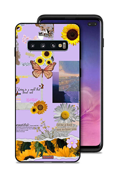 Tolwak غطاء حماية لهاتف Samsung Galaxy S10 Plus بملصقات عباد الشمس الجميلة