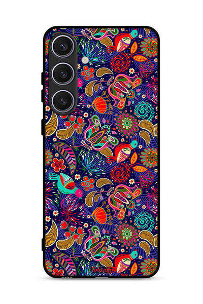 Tolwak غطاء حماية لهاتف سامسونج جالاكسي S24 بلس 5G بنقشة طيور وأوراق زهور ملونة