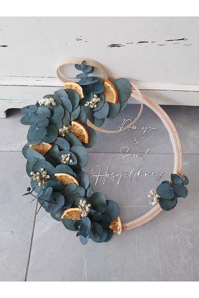 lolipophobi Eucalyptus and Portrait Themed Door Ornament, Baby Door Ornament, Decor, Newborn