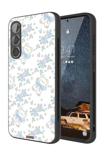 Tolwak غطاء حماية لهاتف سامسونج جالكسي S23 5G مع أيقونة دب تيدي لطيف وزهور