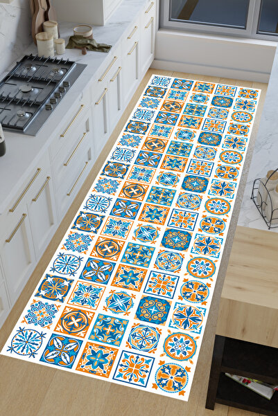 Charmbi Fayans Mutfak Halısı – Kaymaz Taban Makinede Yıkanabilir Antialerjik Leke Tutmaz Dijital Baskı