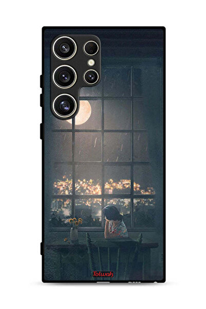 Tolwak Samsung Galaxy S24 Ultra 5G Protective Case Cover Looking At Moon Art
