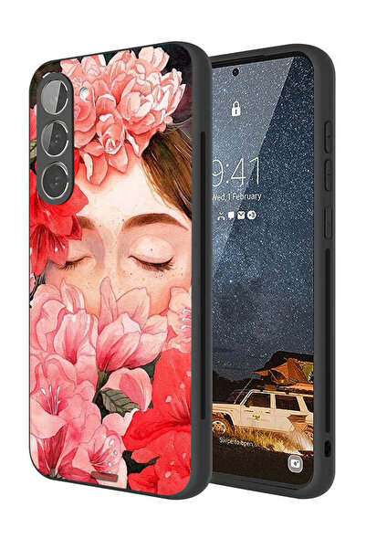 Tolwak غطاء حماية لهاتف سامسونج جالاكسي S23 بلس 5G، وجه فتاة مختبئة بين الزهور