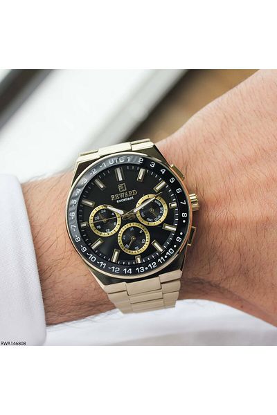 Reward Excellent Rwa146808 Golden Yellow Stainless Steel Men Wrist Watch