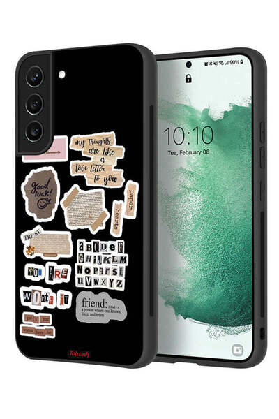 Tolwak غطاء حماية لهاتف سامسونج جالاكسي S22 5G، ملصقات اقتباسات الحظ السعيد