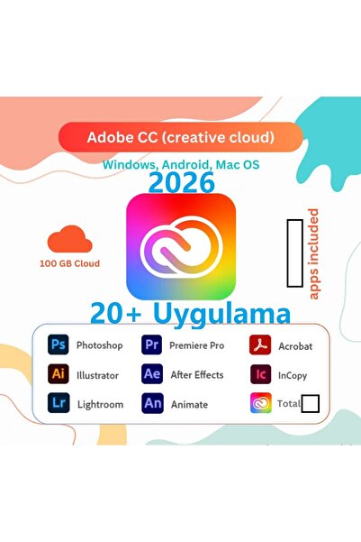 Adobe 2026 Creative CLoud Tüm Uygulamalar - 1 Aylık Abonelik Kodu | Dijital Lisans Anahtarı | Türkçe